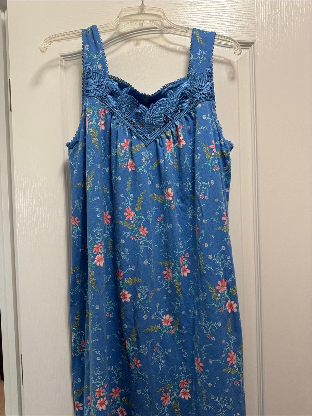 Charter Club Blue Floral Lace-Trim Nightgown